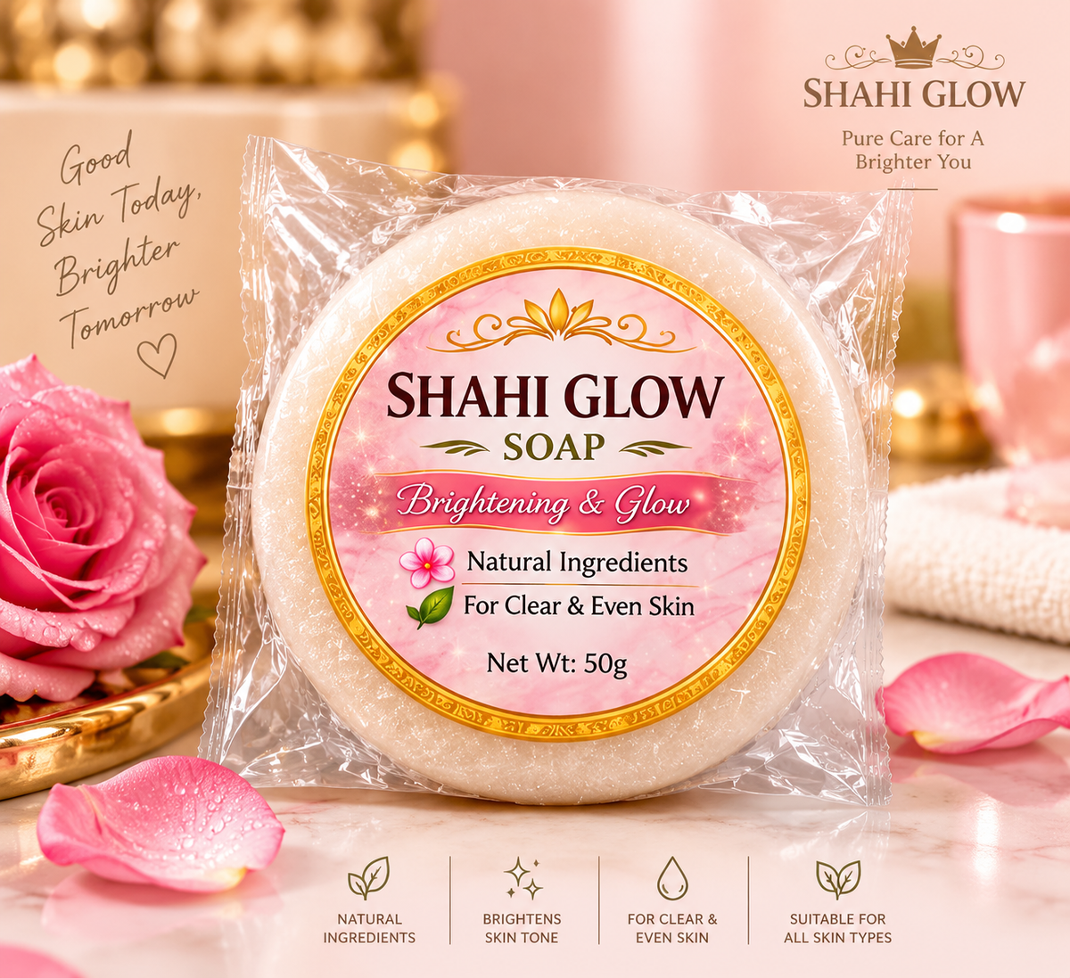 Shahi Glow Organic Brightening Soap – Tan Care & Radiant Skin ✨